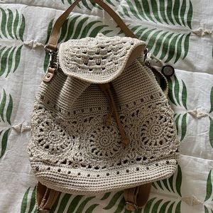 The Sak crochet back pack cream NWOT